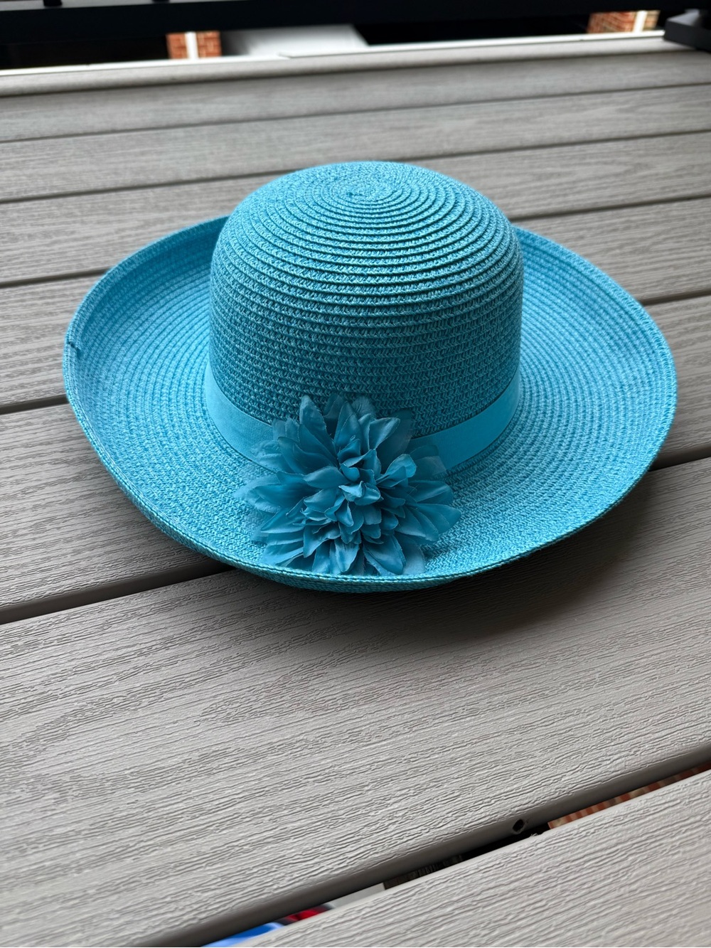 Magid Aqua Blue Wide Brim Woven Sun Hat One Size Beach Resort Vacation